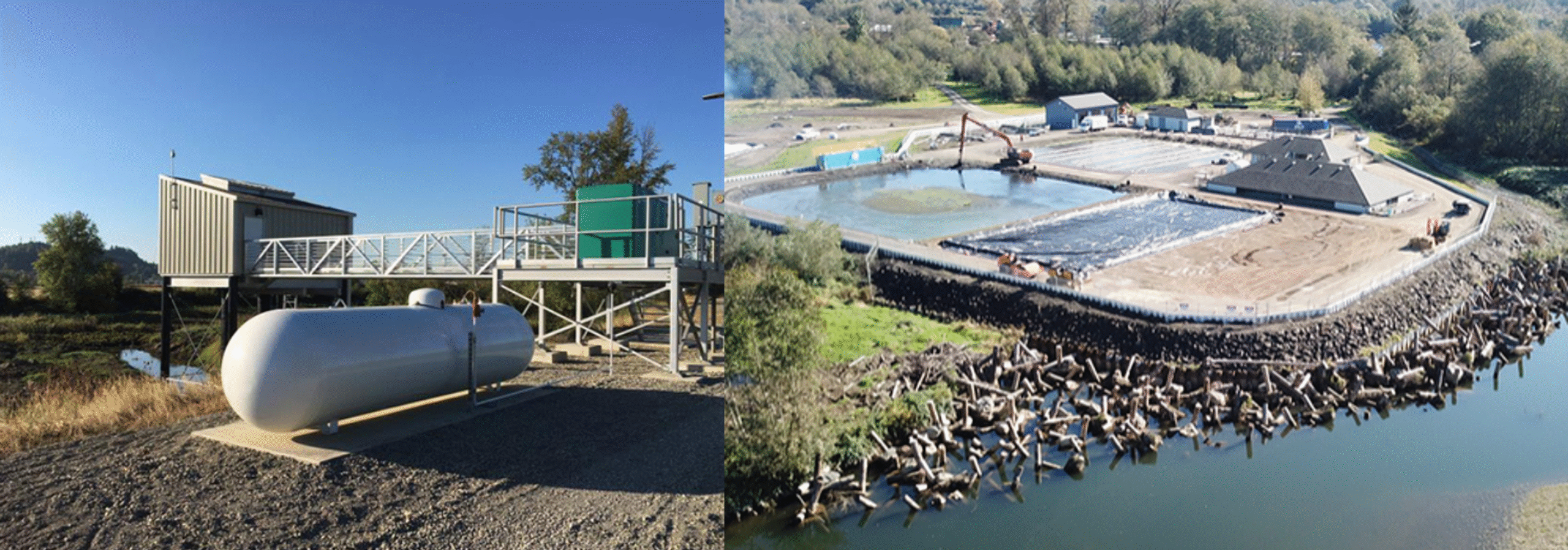 Photos showing the pump station at the Chehalis Centralia Airport and the Montesano Wastewater Treatment Plant project